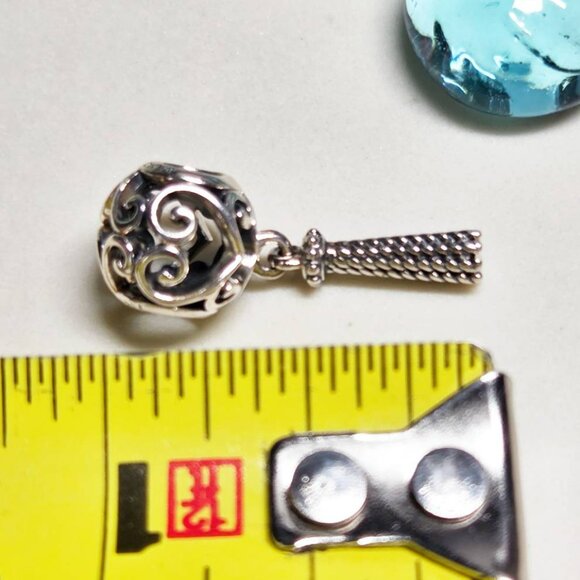 Authentic Pandora Enchanted Heart Tassel Dangle Charm Retired Like New Condition - Picture 4 of 6